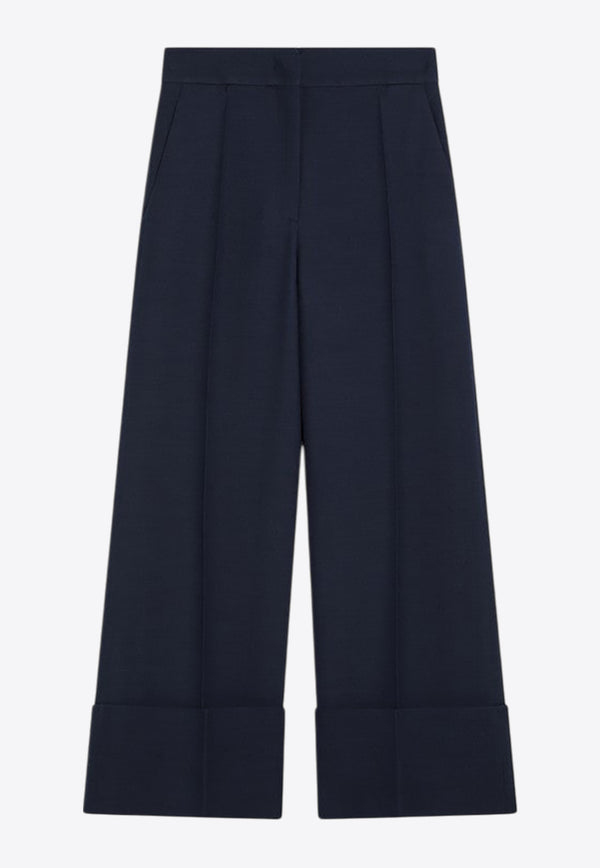 Valentino Wool and Silk Flared Tailored Pants Indigo 6B3RB6551CF/Q_VALE-D51