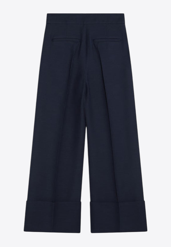 Valentino Wool and Silk Flared Tailored Pants Indigo 6B3RB6551CF/Q_VALE-D51