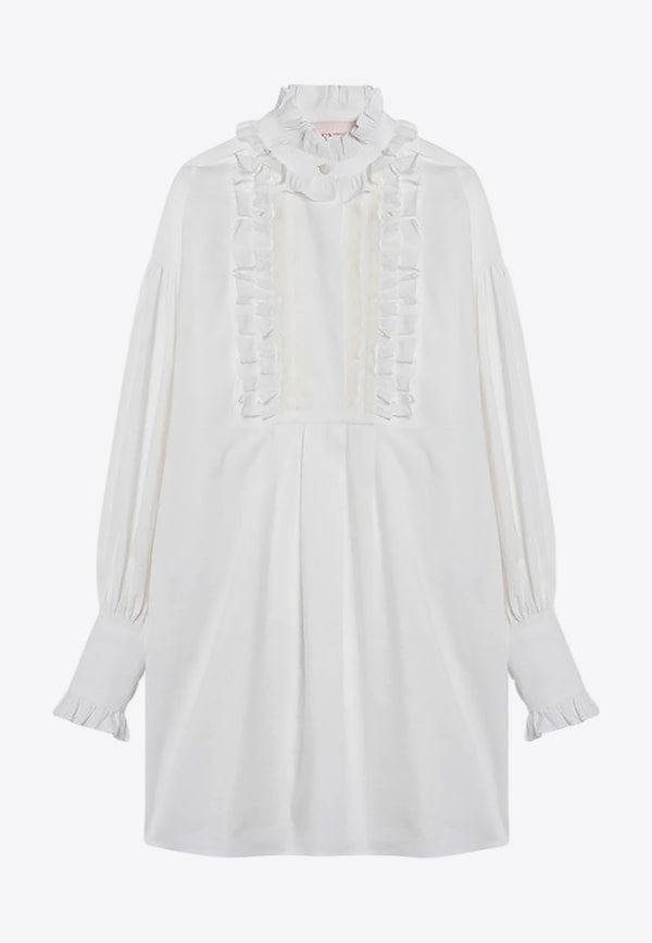 Valentino Ruffled Yoke Mini Dress White 6B3VAUF590D/Q_VALE-0BO