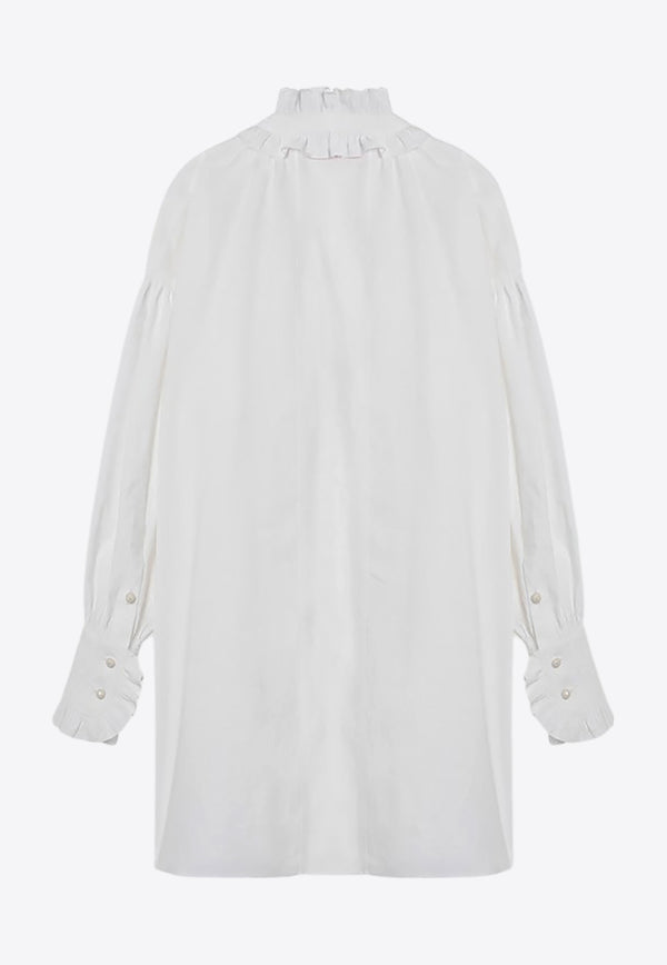 Valentino Ruffled Yoke Mini Dress White 6B3VAUF590D/Q_VALE-0BO