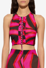 Marmo Print Cropped Top