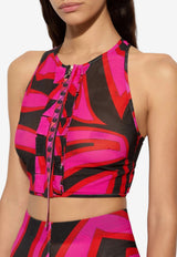 Marmo Print Cropped Top