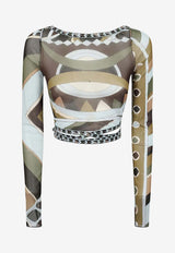Pucci Vivara Print Tulle Cropped Top Multicolor