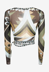 Pucci Vivara Print Tulle Cropped Top Multicolor