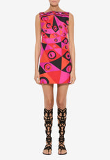 Occhi Print Mini Silk Dress
