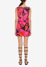 Occhi Print Mini Silk Dress