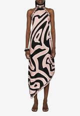 Pucci Labirinto Print Asymmetric Midi Dress Multicolor