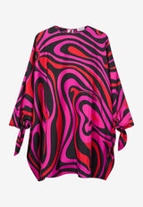 Marmo Print Mini Silk Kaftan Dress