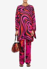 Marmo Print Mini Silk Kaftan Dress