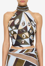 Pucci Occhi Print Halter Top Multicolor