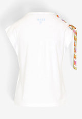 Crewneck T-shirt with Printed Scarf