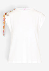 Crewneck T-shirt with Printed Scarf