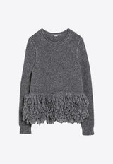 Stella McCartney Feather Peplum Knitted Wool Sweater Gray 6K08293S2510/P_STELL-1262