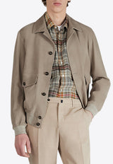 Slowear Suede Button-Up Bomber Jacket Beige 6P0033_BEIGE