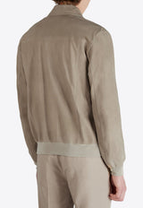 Slowear Suede Button-Up Bomber Jacket Beige 6P0033_BEIGE