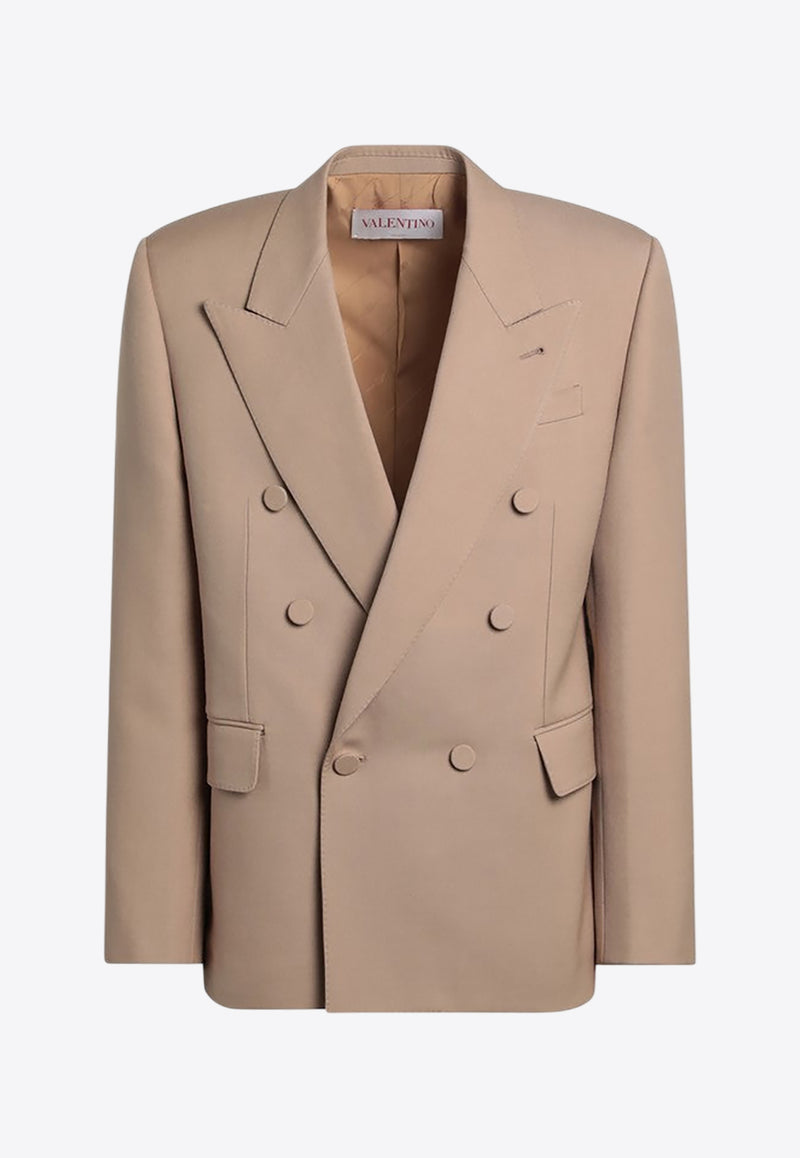 Valentino Double-Breasted Wool Blazer Beige 6V0CEI059EB/Q_VALE-9RN
