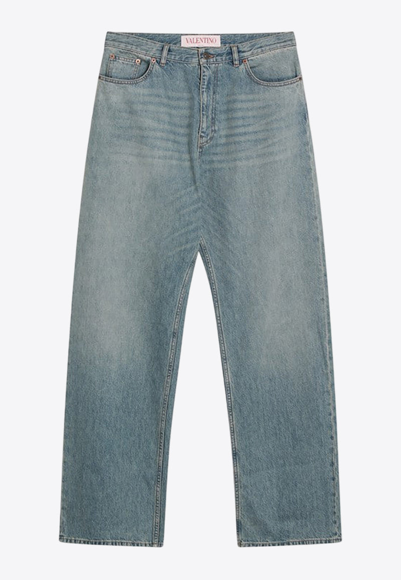 Valentino Washed Straight Pants Blue 6V0DE04NAV4/Q_VALE-558