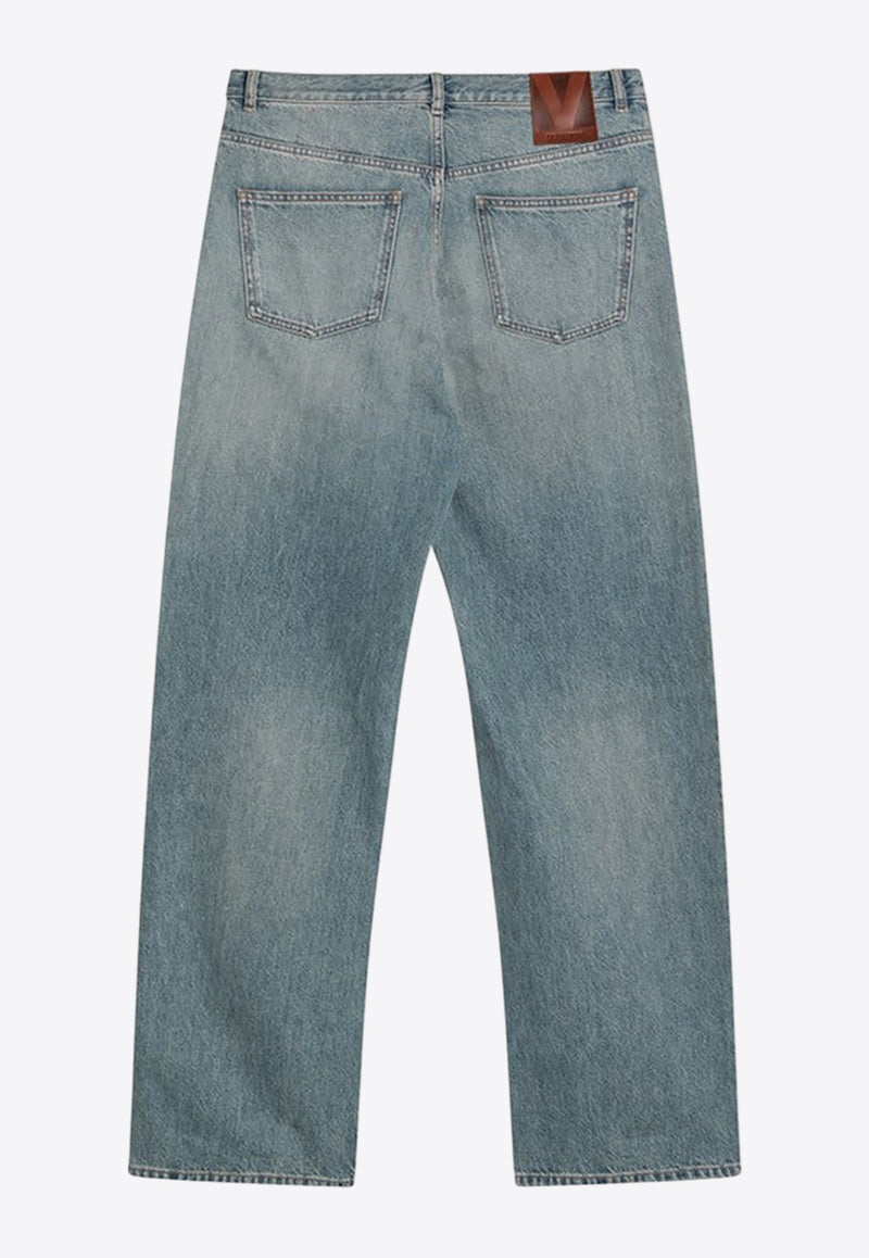 Valentino Washed Straight Pants Blue 6V0DE04NAV4/Q_VALE-558