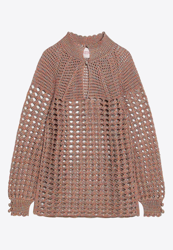 Valentino Openwork Linen Sweater Beige 6V0KC34AAUT/Q_VALE-AH2