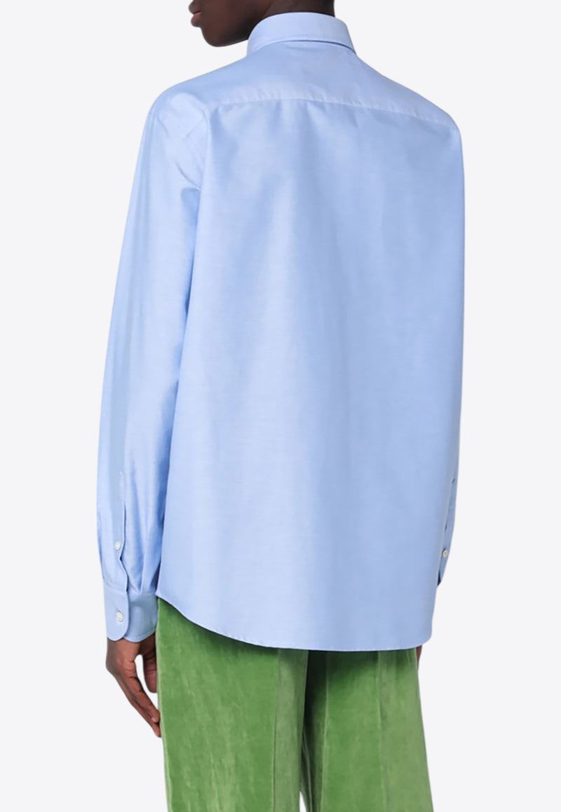 Valentino VLogo Embroidered Long-Sleeved Shirt Light Blue 6V3ABQ35AL2/Q_VALE-C43