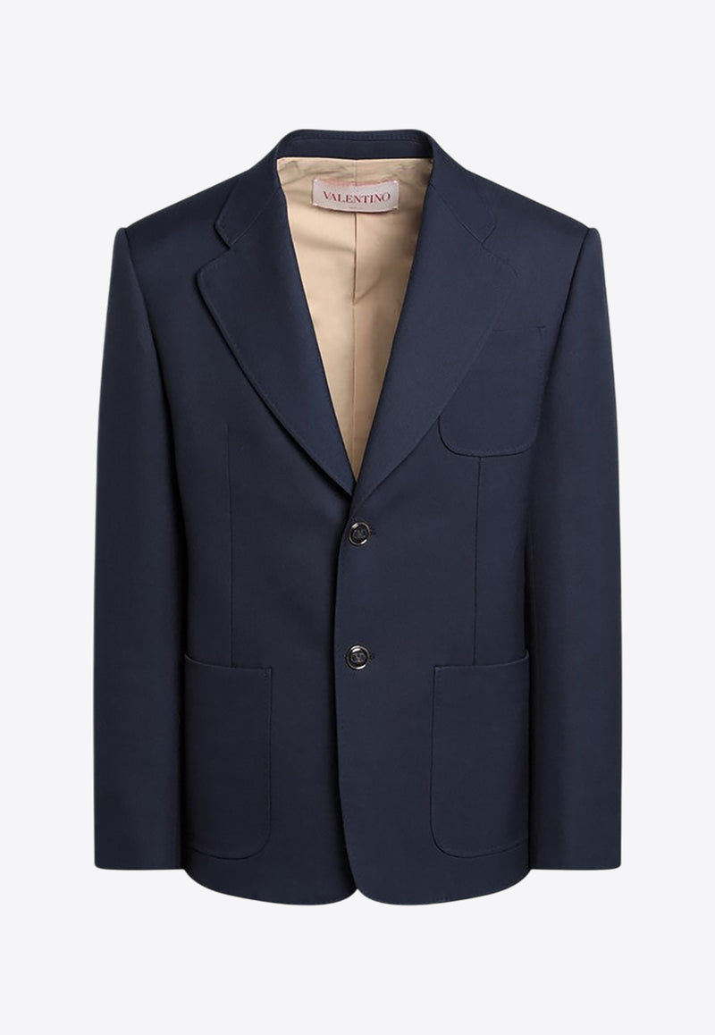 Valentino Single-Breasted Wool Blazer Blue 6V3CEG959EB/Q_VALE-D51