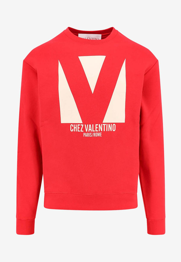 Valentino Chez Logo Print Sweatshirt Red 6V3MF28RAQB_157