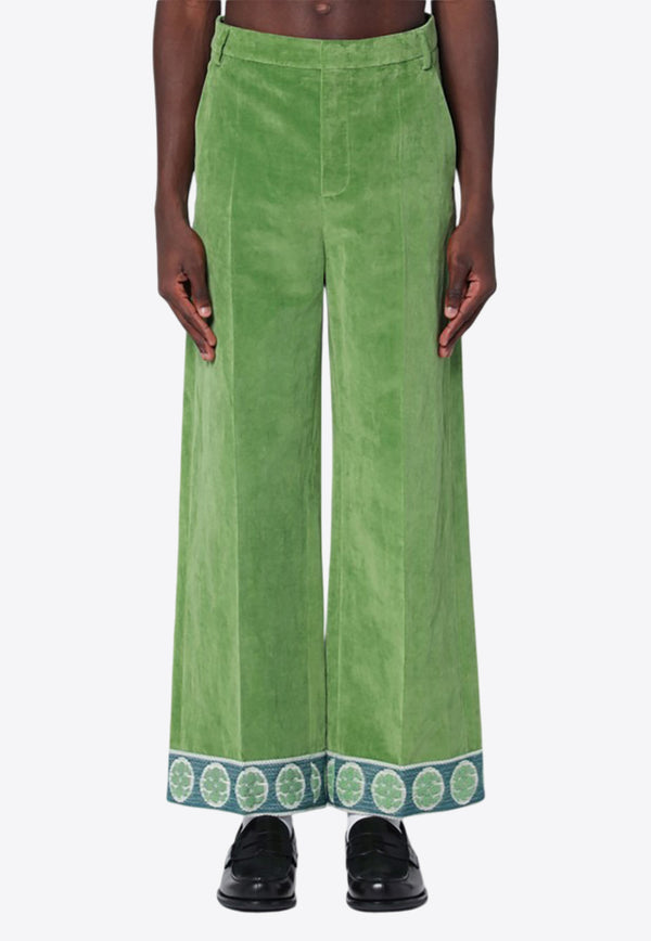 Valentino Jacquard Velvet Pants Green 6V3RBJ74AM2/Q_VALE-LR1