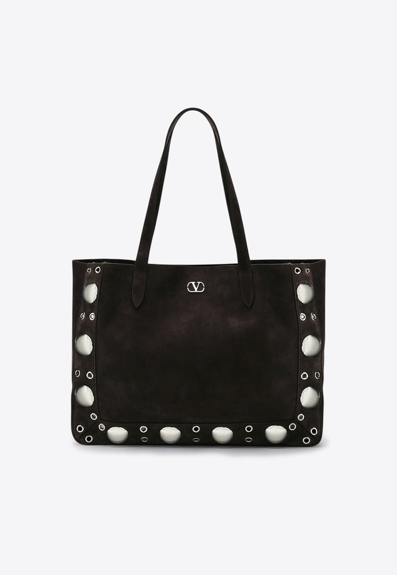 Valentino Medium Nellcôte Suede Tote Bag Dark Brown 6W0B0R79JET/Q_VALE-0TO