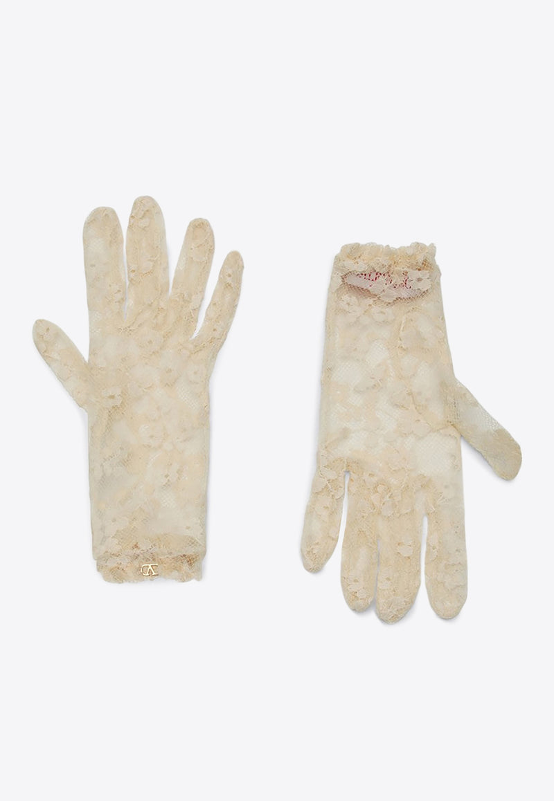 Valentino  VLogo Signature Lace Gloves Beige 6W0GD00HNDQ/Q_VALE-YBA