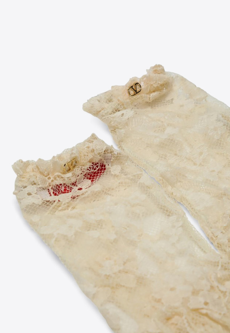 Valentino  VLogo Signature Lace Gloves Beige 6W0GD00HNDQ/Q_VALE-YBA