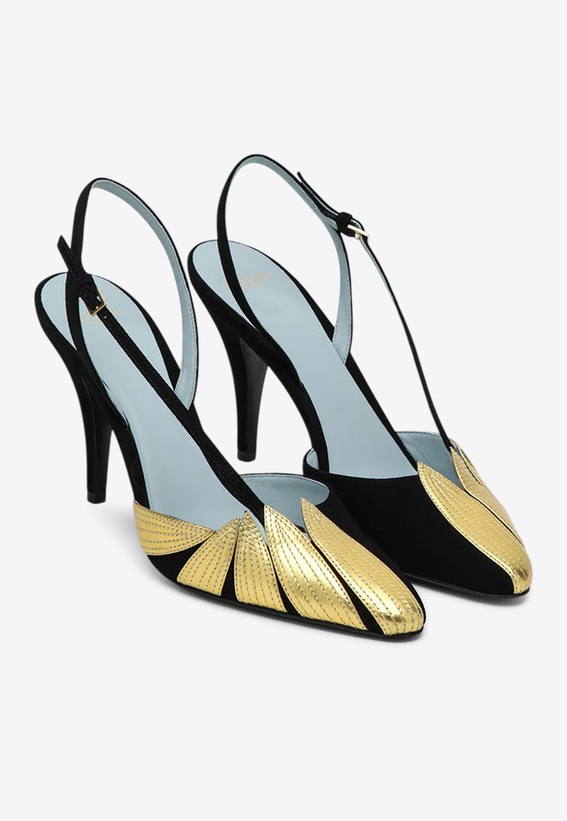 Valentino 90 Foliefoliage Slingback Pumps Black 6W0S0LX2KMN/Q_VALE-DQL