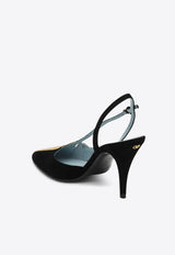 Valentino 90 Foliefoliage Slingback Pumps Black 6W0S0LX2KMN/Q_VALE-DQL