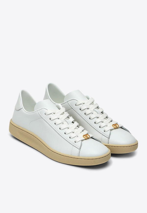 Valentino Royco Leather Lace-Up Sneakers White 6W0S0LX9BYA/Q_VALE-DU2