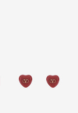 Valentino Coeur Royal VLogo Signature Earrings Red