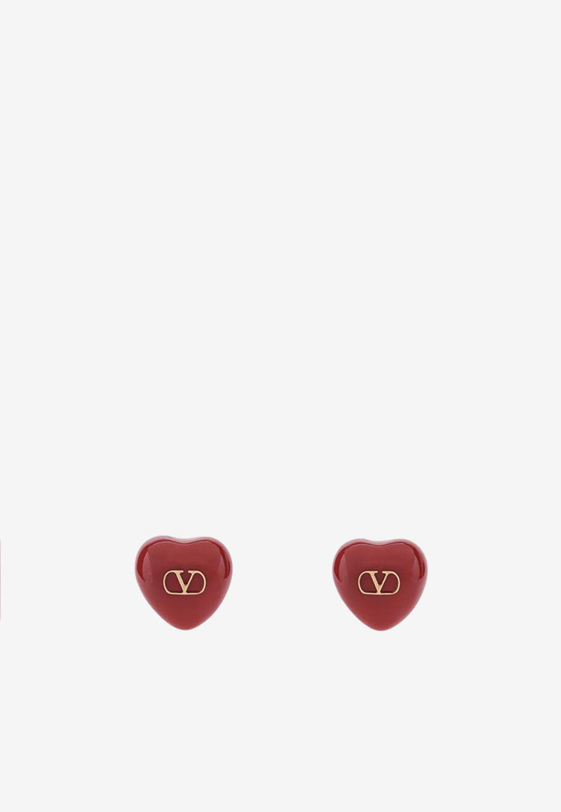 Valentino Coeur Royal VLogo Signature Earrings Red