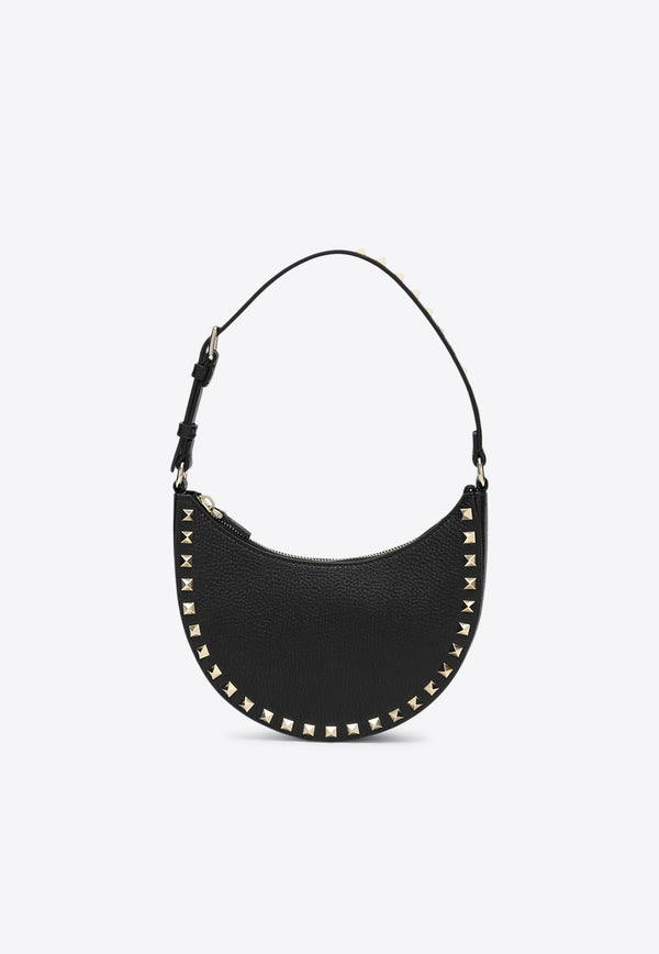 Valentino Mini Rockstud Grained Leather Hobo Bag  Black 6W2P0AI7VSH/Q_VALE-0NO