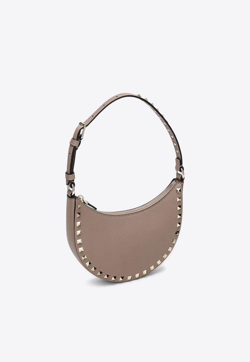 Valentino Mini Rockstud Grained Leather Hobo Bag  Beige 6W2P0AI7VSH/Q_VALE-P45