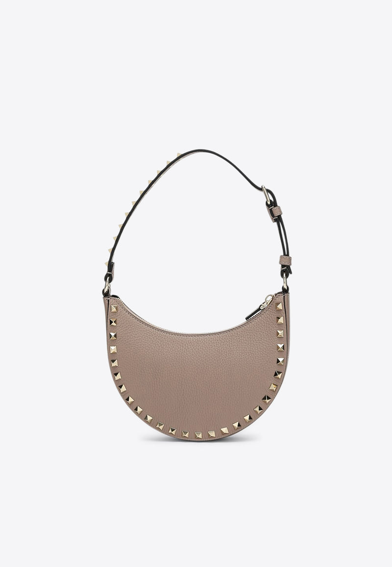 Valentino Mini Rockstud Grained Leather Hobo Bag  Beige 6W2P0AI7VSH/Q_VALE-P45