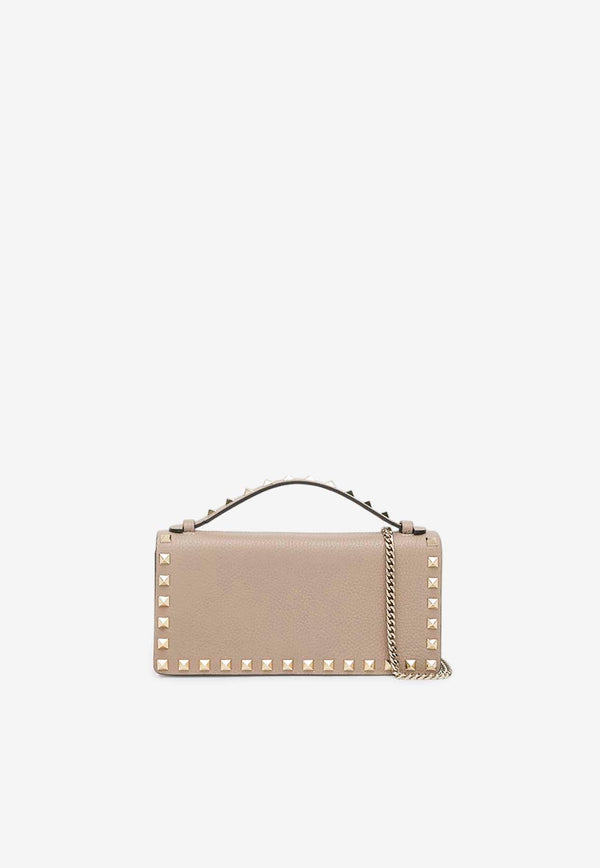 Valentino Rockstud Leather Chain Clutch Blush 6W2P0AK2VSH/Q_VALE-P45