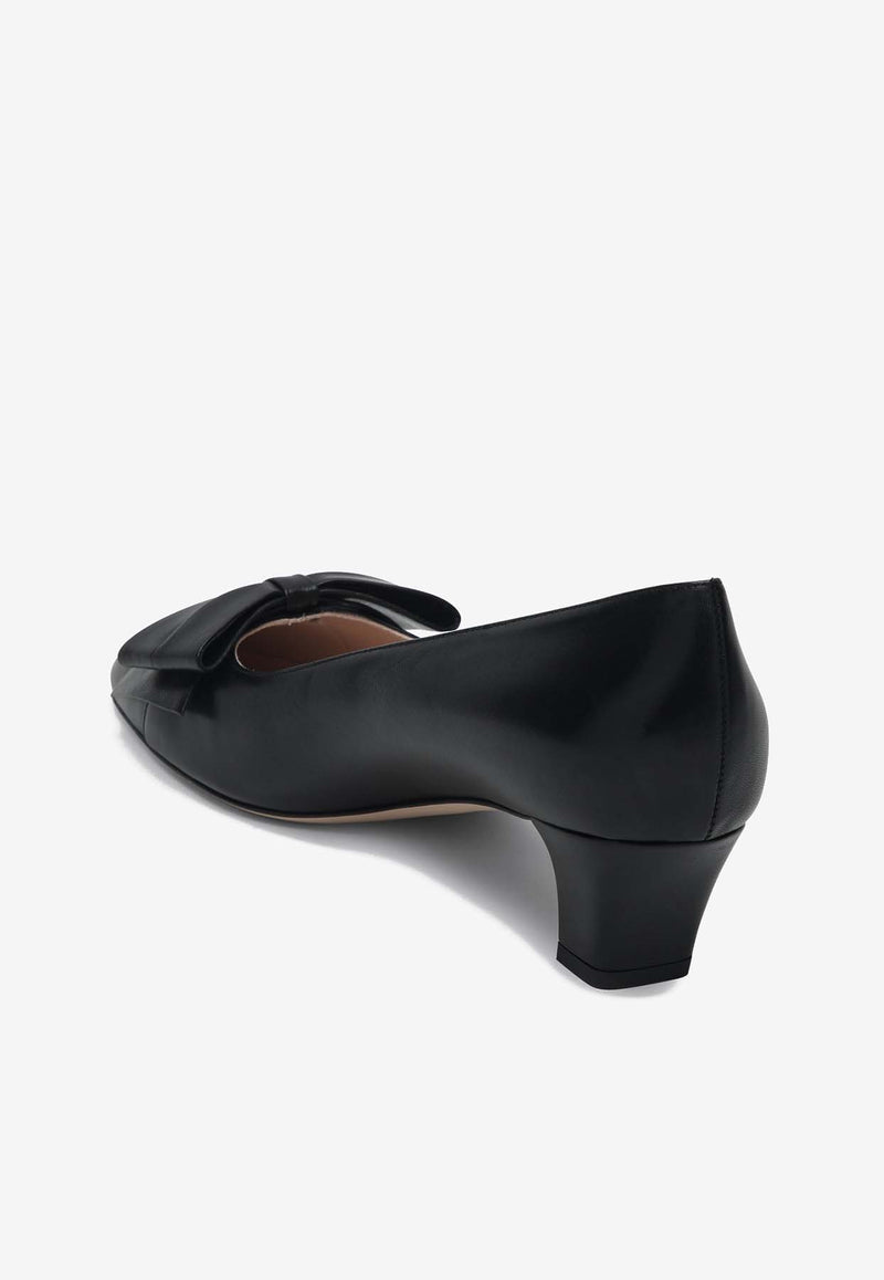 Valentino Bowow 45 Laminated Leather Pumps Black 6W2S0LB5DDT 0NO