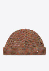 Valentino VLogo Crochet Knit Beanie Beige 6Y0HB02QJCL/Q_VALE-AH2