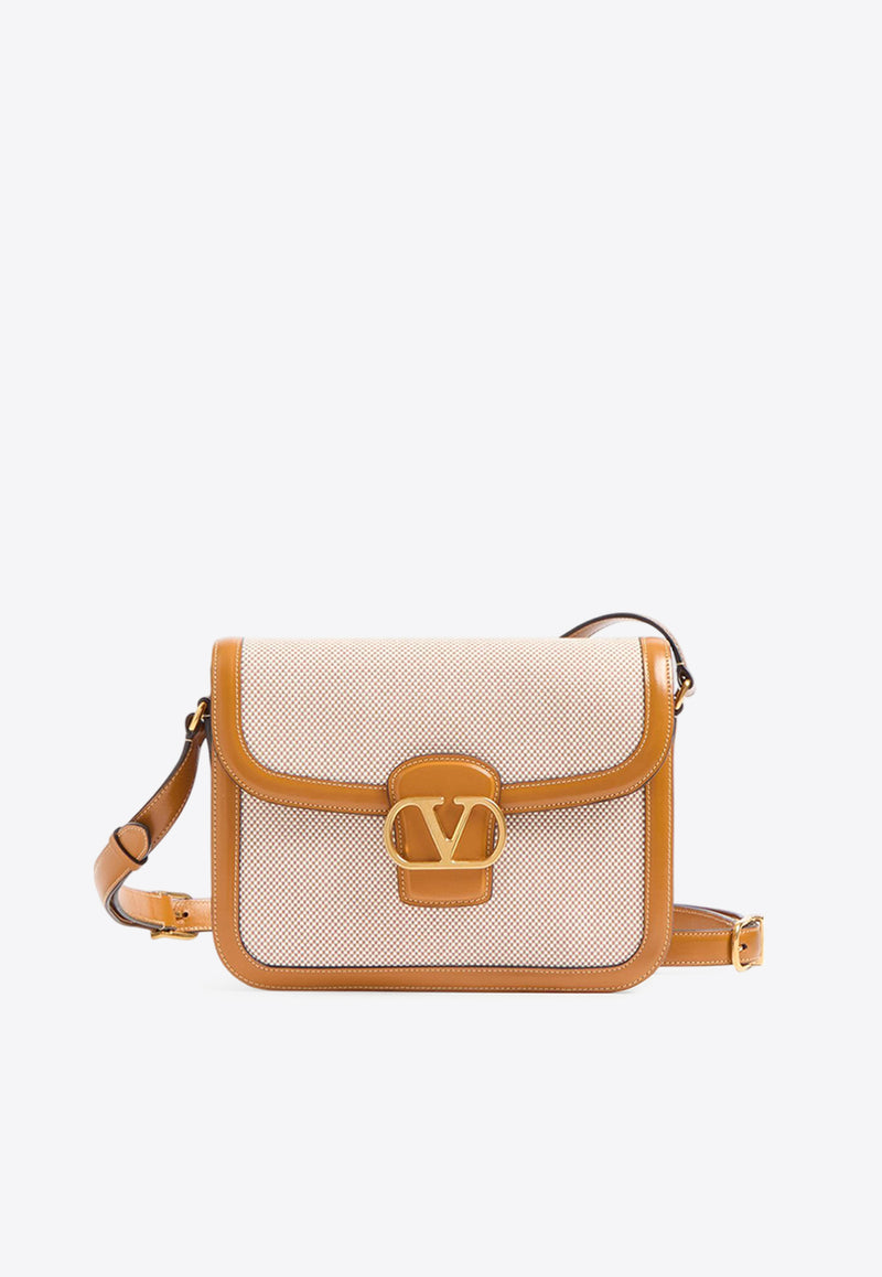 Valentino 9T05 Leather and Canvas Shoulder Bag Beige 6Y2B0D05ZJE REK