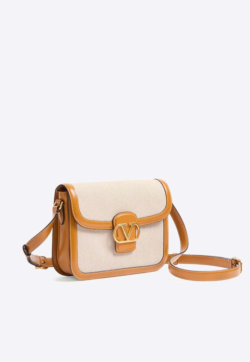 Valentino 9T05 Leather and Canvas Shoulder Bag Beige 6Y2B0D05ZJE REK