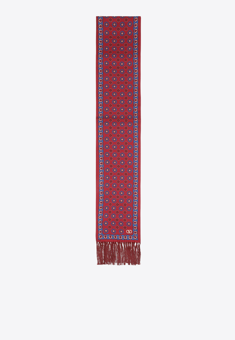 Valentino Chamber Silk Bandana Fringed Scarf Red 6Y2E600ARME RDM