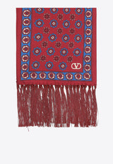 Valentino Chamber Silk Bandana Fringed Scarf Red 6Y2E600ARME RDM