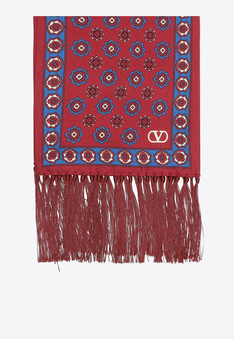 Valentino Chamber Silk Bandana Fringed Scarf Red 6Y2E600ARME RDM