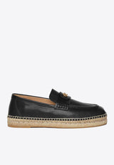 Valentino Palm Avenue Calf Leather Espadrilles Black 6Y2S0K00UDX 0NO