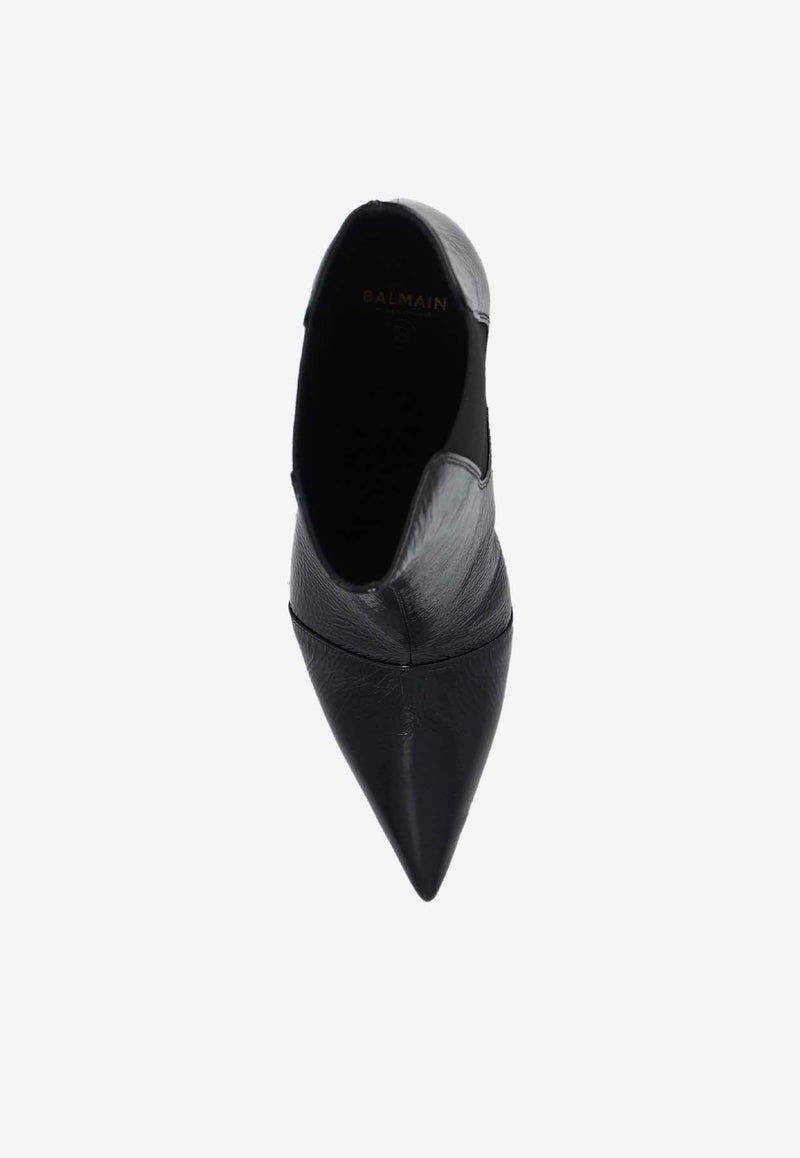 Balmain Moneta 95 Patent Leather Ankle Boots Black BN1TA807 LSHK-0PA