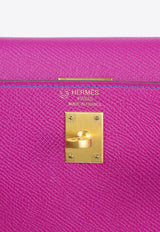 Kelly 25 Sellier in Rose Purple and Bleu Encre Epsom Horseshoe with Brushed Gold Hardware