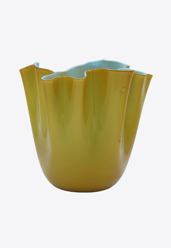 Venini Fazzoletto Two-Tone Vase Yellow 700.02 TE/LA/OZ